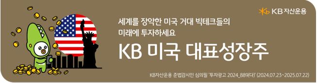 'kb 미국 대표 성장주' 펀드를 홍보하는 광고배너 이미지.